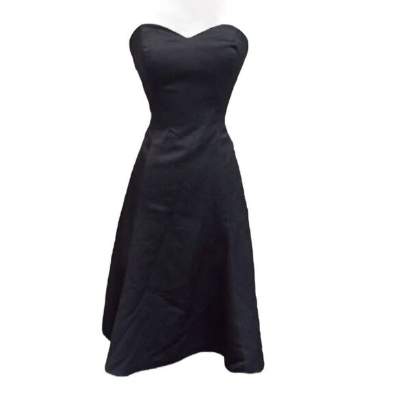 Alfred Angelo Black Satin Dress size 12 with Berry Sash - Picture 1 of 8